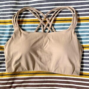 Athleta Hyper Focused Stylish Tan Strappy Sports Bra - Sm D-DD